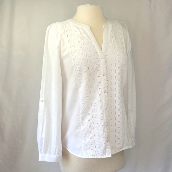 41 Hawthorn Tops - 41 Hawthorn Eyelet Lace Button Down Shirt White Size Small